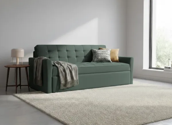 Zenith Sofa Cum Bed in Mineral Green